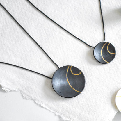 Lunar Oxidised Silver Pendant from Hannah Souter Handmade Jewellery.