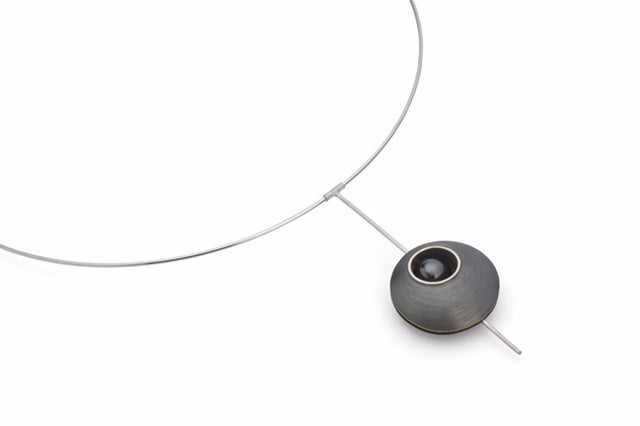 Oxidised Silver and Haematite Pendulum Necklace from Hannah Souter Handmade Jewellery.