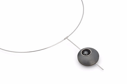 Oxidised Silver and Haematite Pendulum Necklace from Hannah Souter Handmade Jewellery.