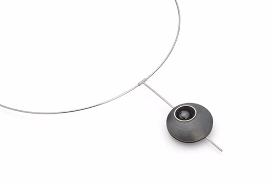 Oxidised Silver and Haematite Pendulum Necklace from Hannah Souter Handmade Jewellery.